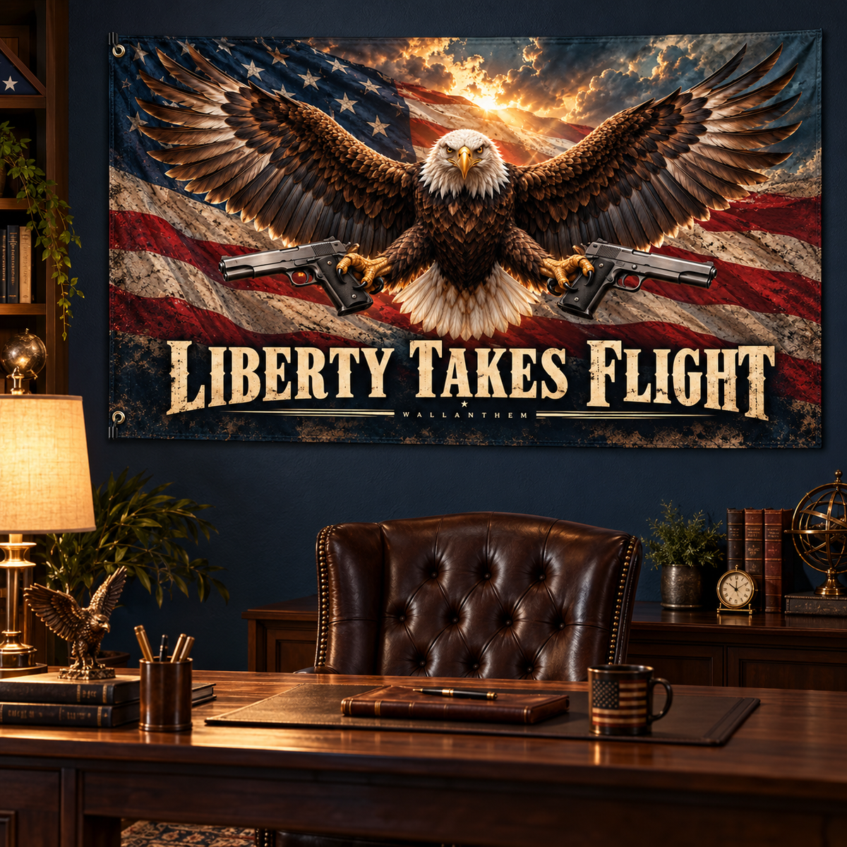 Liberty Takes Flight Banner — lifestyle view