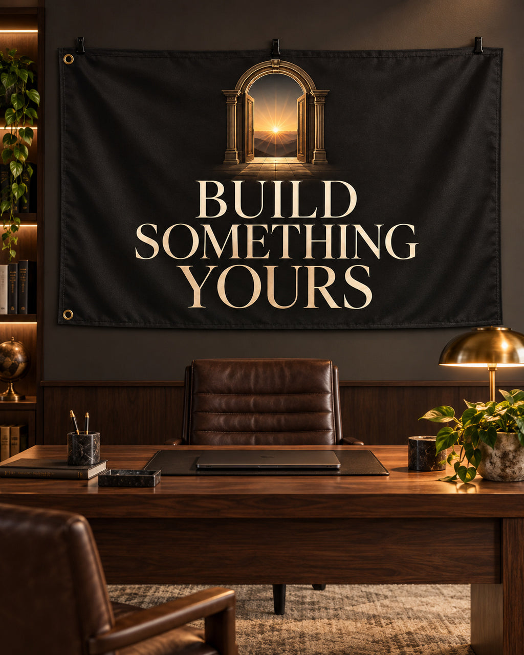 Build Something Yours Banner displayed in a styled interior; illustrative mockup.