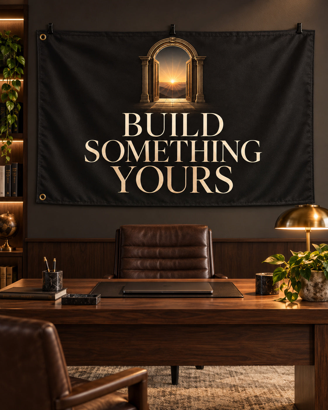 Build Something Yours Banner displayed in a styled interior; illustrative mockup.