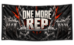 One More Rep Banner, isolated on a transparent background, with two grommets along the left short edge.