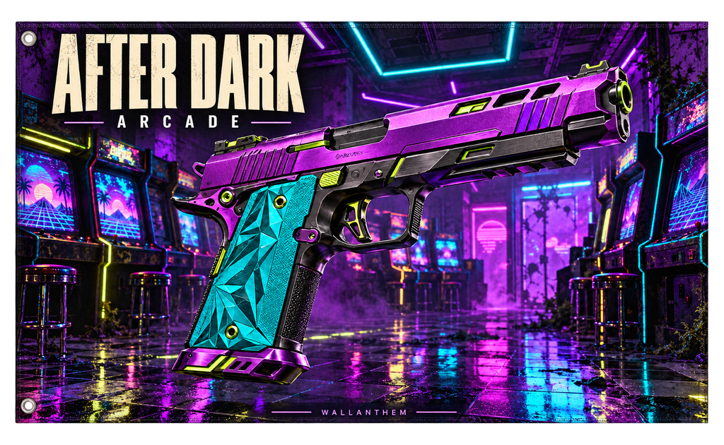 After Dark Arcade Banner — isolated fabric banner, transparent background