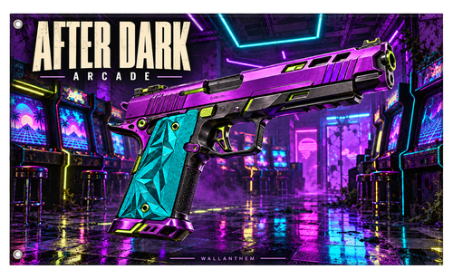After Dark Arcade Banner — isolated fabric banner, transparent background