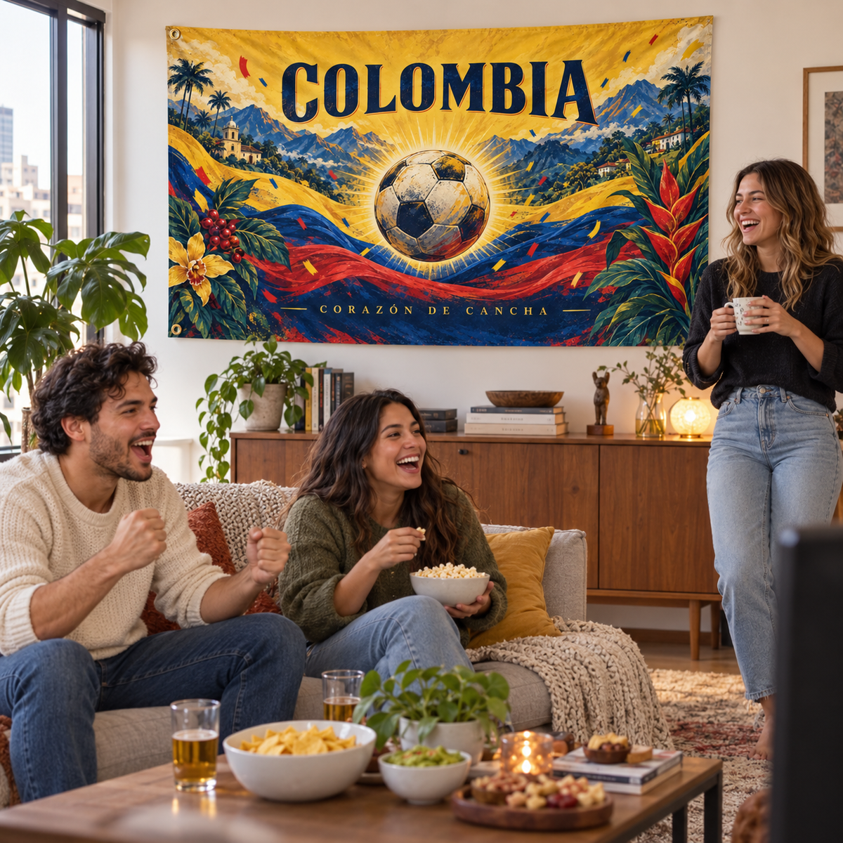 Illustrative lifestyle mockup of Colombia — Corazón de Cancha Banner
