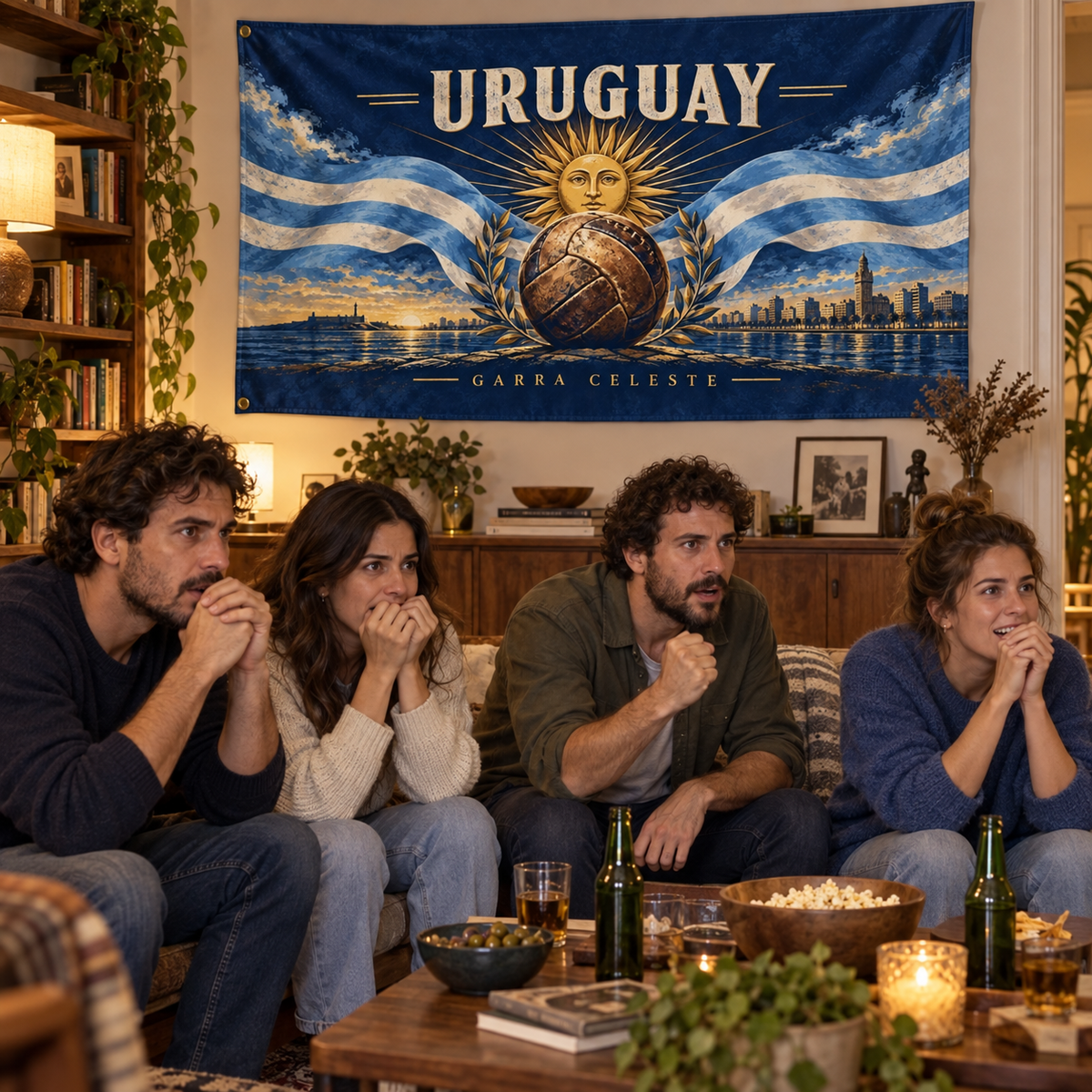 Illustrative lifestyle mockup of Uruguay — Garra Celeste Banner