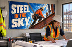 Steel in the Sky fabric banner displayed in its room setting