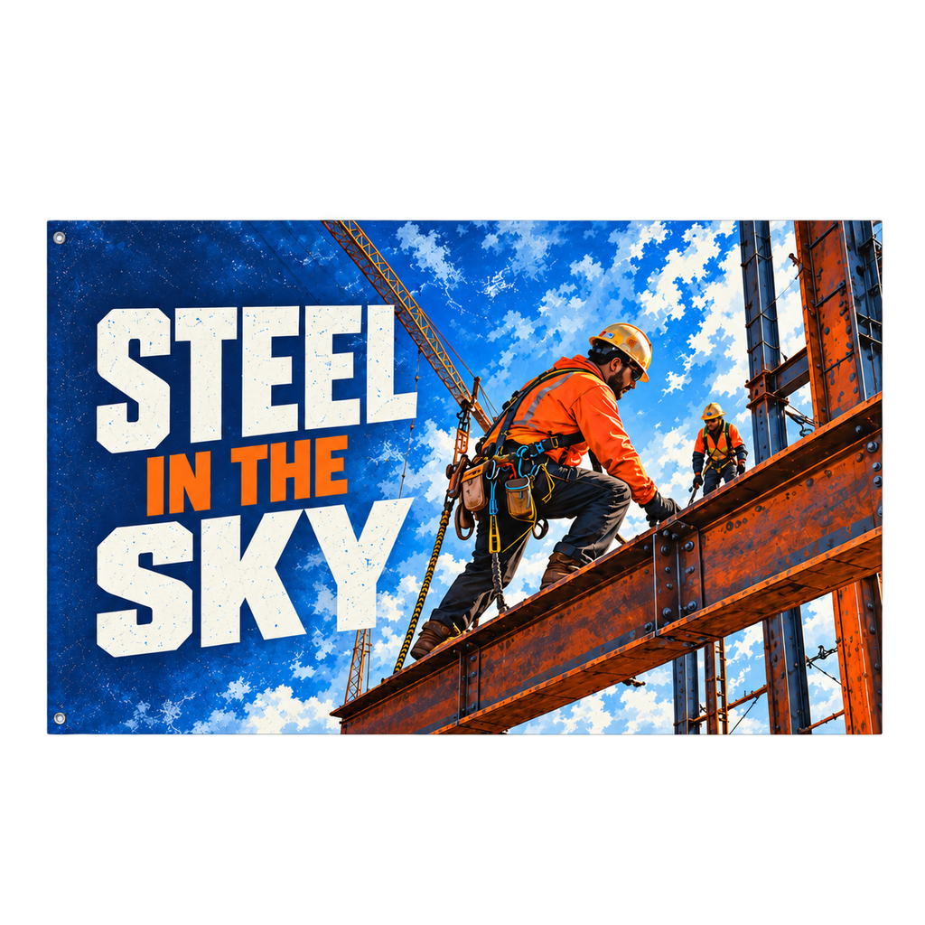 Steel in the Sky Banner isolated on a transparent background