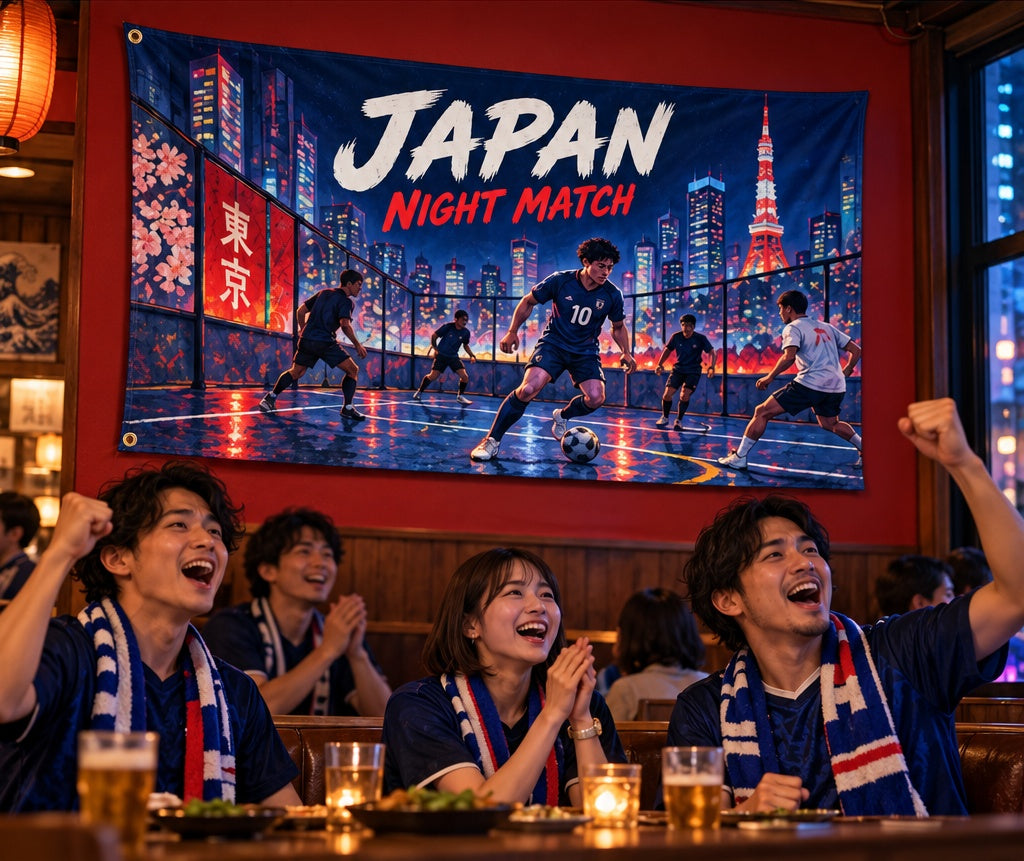 Japan / Night Match fabric banner displayed in its room setting