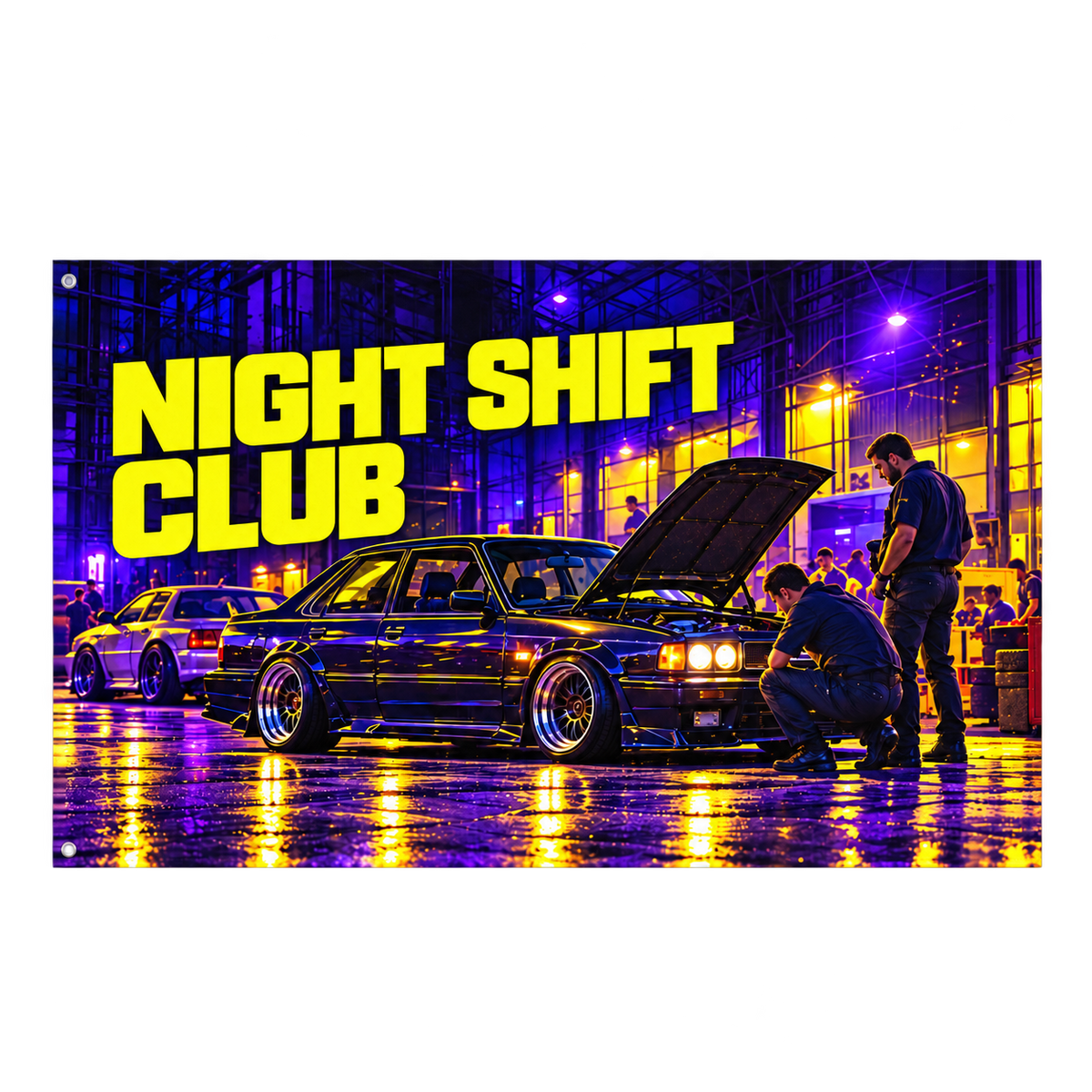 Night Shift Club Banner isolated on a transparent background