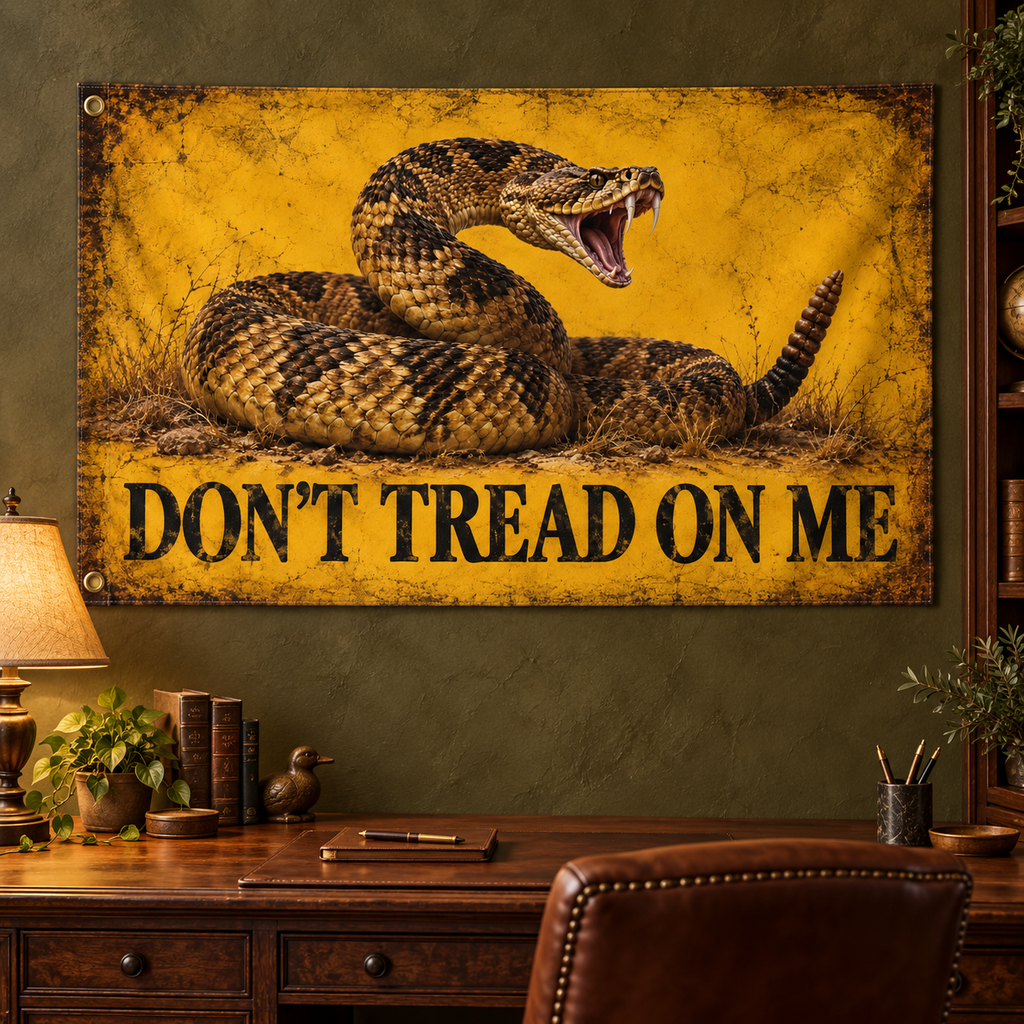 Don’t Tread on Me — Rustic Yellow Banner — lifestyle room view