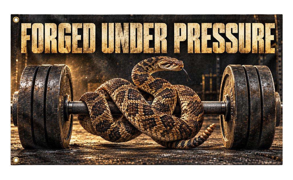 Forged Under Pressure Banner — product view