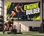 Engine Builder fabric banner displayed in its room setting